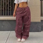 Cargo Pants Supplier - Fashionable Solid Color Loose Straight High Waist