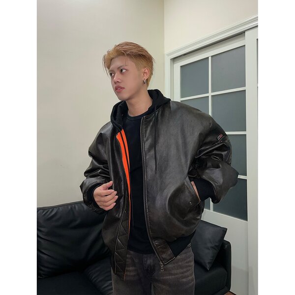 Leather Jacket Supplier - PU Hoodie Parka Coat Design logo Custom