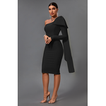 Bandage Dress Supplier - Black Solid Bowknot Evening One Shoulder Club