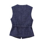 Women's Vest Supplier - 2024 Autumn New Retro Sleeveless Slim Fit Belt