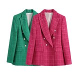 Blazer Factory - Vintage Female V-Neck Long Sleeve Button Coats