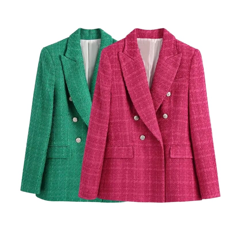 Blazer Factory - Vintage Female V-Neck Long Sleeve Button Coats