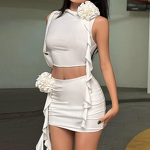 Women's Set Supplier - Skinny Flower Top Hip Skirt Hot Girl Suit Summer