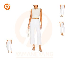 Women's Jeans Factory - OEM High Rise White Denim Baggy Wide Leg