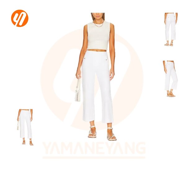 Women's Jeans Factory - OEM High Rise White Denim Baggy Wide Leg