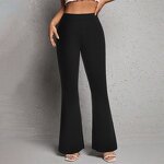 Slipper Trousers Factory - Summer Black Elegant Slim High Waist Split