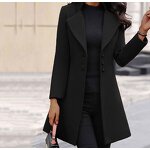 Women's Coat Supplier - Long Lapel Solid Color Button Cardigan