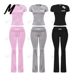 Loungewear Set Supplier - OEM Two Piece Set Wide Long Leggings Flared