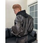 Leather Jacket Supplier - PU Hoodie Parka Coat Design logo Custom