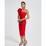 Cocktail Dress Supplier - Fashion Design Red 3D Flowers Sleeveless Bodycon