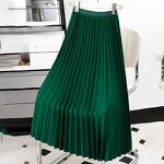 Pleated Skirt Factory - Summer Elegant High Waist Plain Casual Midi