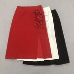 Bodycon Skirt Supplier - High Quality Ladies Winter 3D Flower Red Maxi