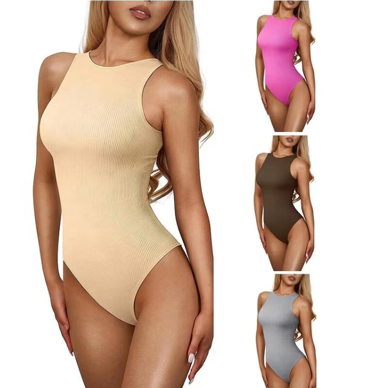 Bodysuit Supplier - Sleeveless Pit Striped Swimwear Triangle One Piece