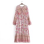 Floral Dress Factory - Printing Tassel Long Sleeve Women Frock Casual