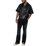 Leather Shirt Supplier - Letterman Double Pocket Short Sleeve Men