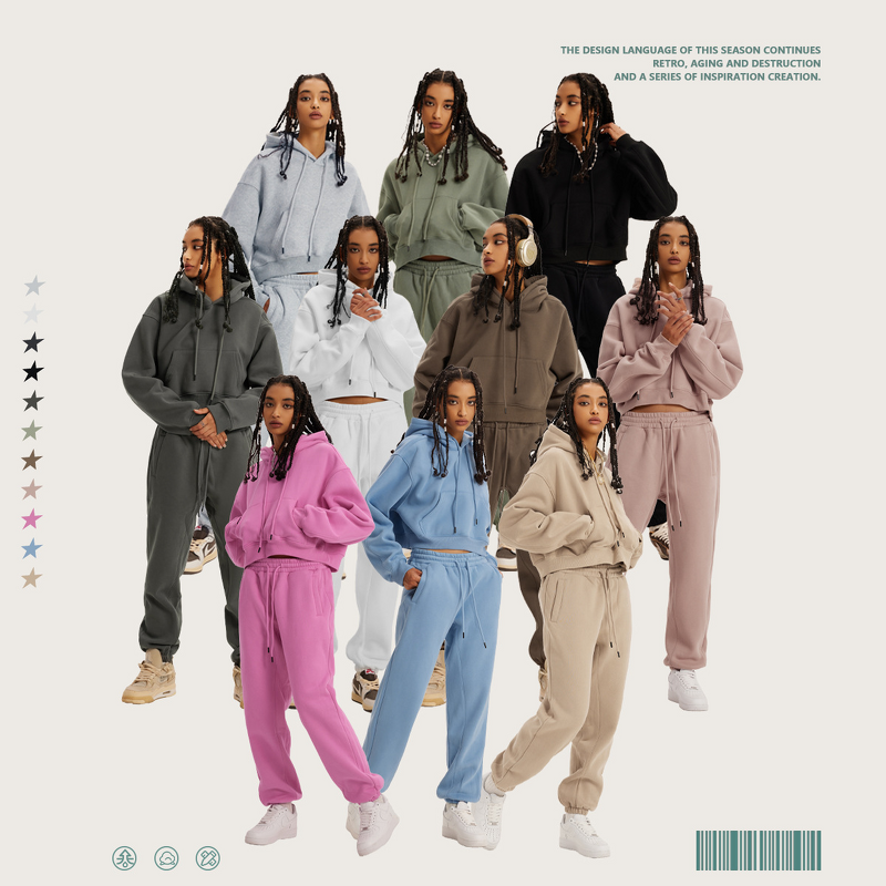 Hoodie Set Factory - Custom Long Sleeve Pullover Ladies Heavyweight