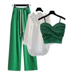 Women's Set Supplier - Summer Wide Free Casual Trousers Shirt Bra Vest