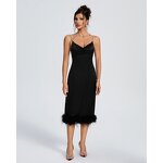Vacation Dress Supplier - V Neck Sleeveless Feather Boutique Mini Bandages