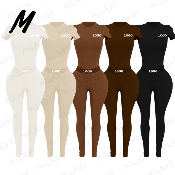 Loungewear Set Supplier - Ribbed Long Sleeve Legging Set Custom