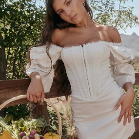 White Dress Supplier - Puff Sleeve Women Casual Wedding Wholesale Sexy