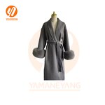 Women's Coat Factory - Casual Long Coat Soft Cashmere Woolen Plain