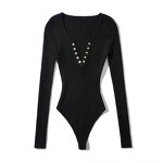 Women's Bodysuit Supplier - Long Sleeve Knitted Hot Girl Elastic Slimming