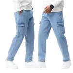 Denim Jeans Factory - Men Cargo Oversize Button Waist Outdoor Slim