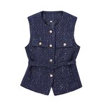 Vest Coat Supplier - Autumn New Fashion With Belt Vintage Sleeveless