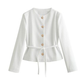 Textured Jacket Supplier - Summer Fashion Retro Round Neck Casual