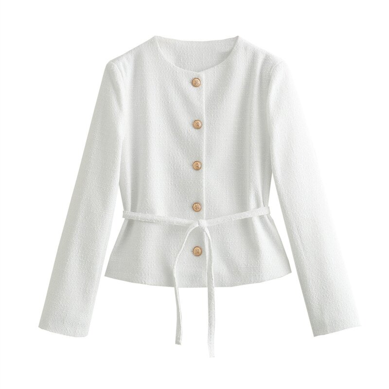 Textured Jacket Supplier - Summer Fashion Retro Round Neck Casual