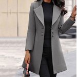 Women's Coat Supplier - Long Lapel Solid Color Button Cardigan