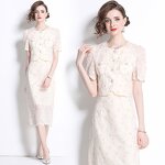 Print Dress Factory - Fashion Round Neck Long White Cotton Autumn Long