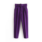 Women's Pants Factory - New Arrival Solid Color Slim Waist With Belt