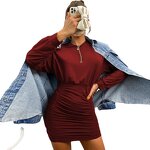 Knit Dress Supplier - Short Sexy Elegant Skirt Long Sleeve Pullover Casual