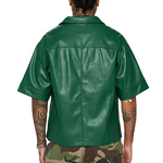 Leather Shirt Supplier - Letterman Double Pocket Short Sleeve Men