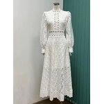 Party Dress Supplier - Puff Sleeve Long White Lace High Waist Spring