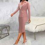 Women's Suit Set Supplier - 2 Pcs Lapel Single-breasted Blazer Skirt
