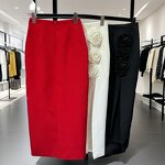 Bodycon Skirt Supplier - High Quality Ladies Winter 3D Flower Red Maxi