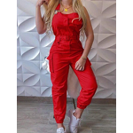 Workwear Pants Factory - Solid Color Casual Shoulder Strap One-piece