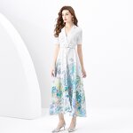 V Neck Dress Factory - Placement Printing Belt Dress Shirts for Men