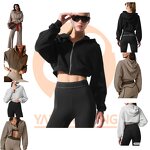 Crop Top Factory - Casual Street Wear Grey Cotton Terry Zip up Hoodie