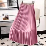Pleated Skirt Factory - Summer Elegant High Waist Plain Casual Midi