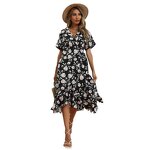 Chiffon Dress Supplier - Summer Floral Beach Short Sleeve Girl Casual