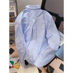 Women's Shirt Factory - 2025 Spring Blue Long Sleeved Striped Polo