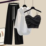 Women's Set Supplier - Summer Wide Free Casual Trousers Shirt Bra Vest