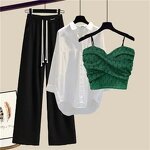 Women's Set Supplier - Summer Wide Free Casual Trousers Shirt Bra Vest