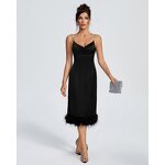 Vacation Dress Supplier - V Neck Sleeveless Feather Boutique Mini Bandages