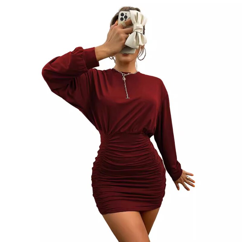 Knit Dress Supplier - Short Sexy Elegant Skirt Long Sleeve Pullover Casual