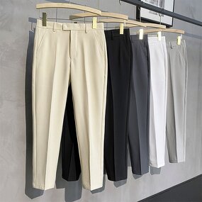 Men's Pants Supplier - Business Casual Sagging Straight Suit Cropped