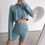 Women's Hoodie Set Factory - 2 Piece Crop Hoodie Set